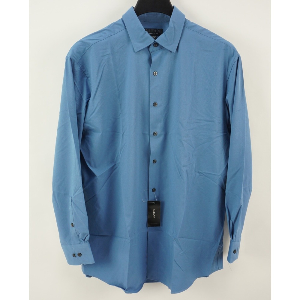 New Alfani Performance Easy Care Wicking Geometric Jacquard Dress Shirt 16-16.5